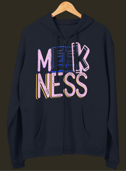Meekness Unisex Hooded Zip Sweatshirt - Stylish Graphic Zip Hoodie for Everyday Comfort