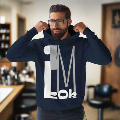 Hoodie with 'I'M zOk' Design - Three-Panel Fleece