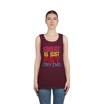 Sweat is Just Fat Crying Tank Top, Motivational Gym Shirt, Fitness Apparel, Unisex Workout Top, Summer Activewear, Gift for Fitness [...] Printify