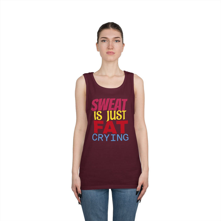 Sweat is Just Fat Crying Tank Top, Motivational Gym Shirt, Fitness Apparel, Unisex Workout Top, Summer Activewear, Gift for Fitness [...] Printify