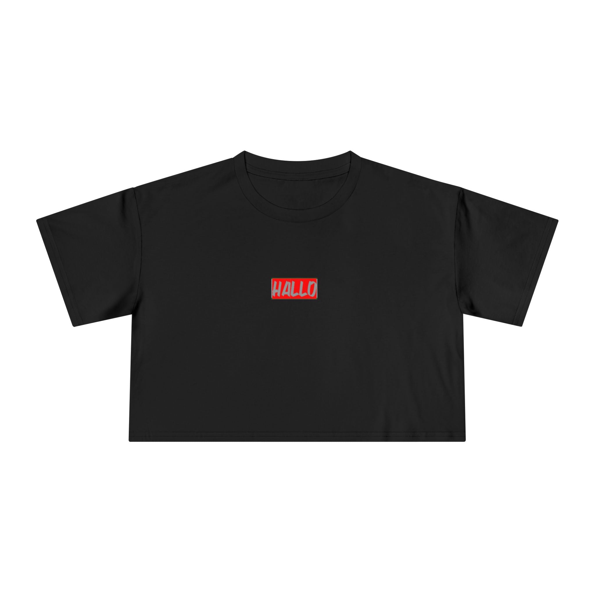 Women's Crop Tee - 'HALLO' Graphic Tee for Casual Style