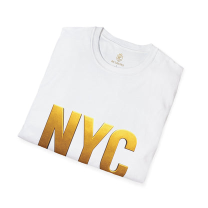 NYC Gold Foil Unisex T-Shirt, Trendy NYC Graphic Tee, Casual Urban Wear, Perfect Gift for Travelers, Stylish Streetwear, Birthday or Holiday Printify