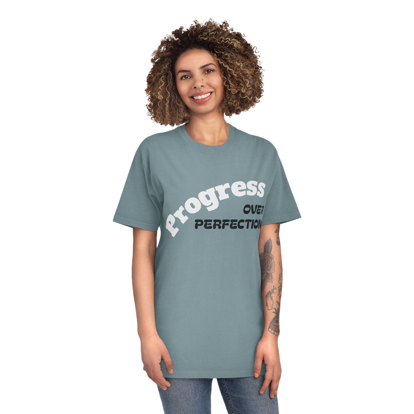 Unisex Faded Shirt - Embrace Progress Over Perfection, Casual Tee, Motivational Apparel, Gift for Growth Mindset, Everyday Wear, [...]