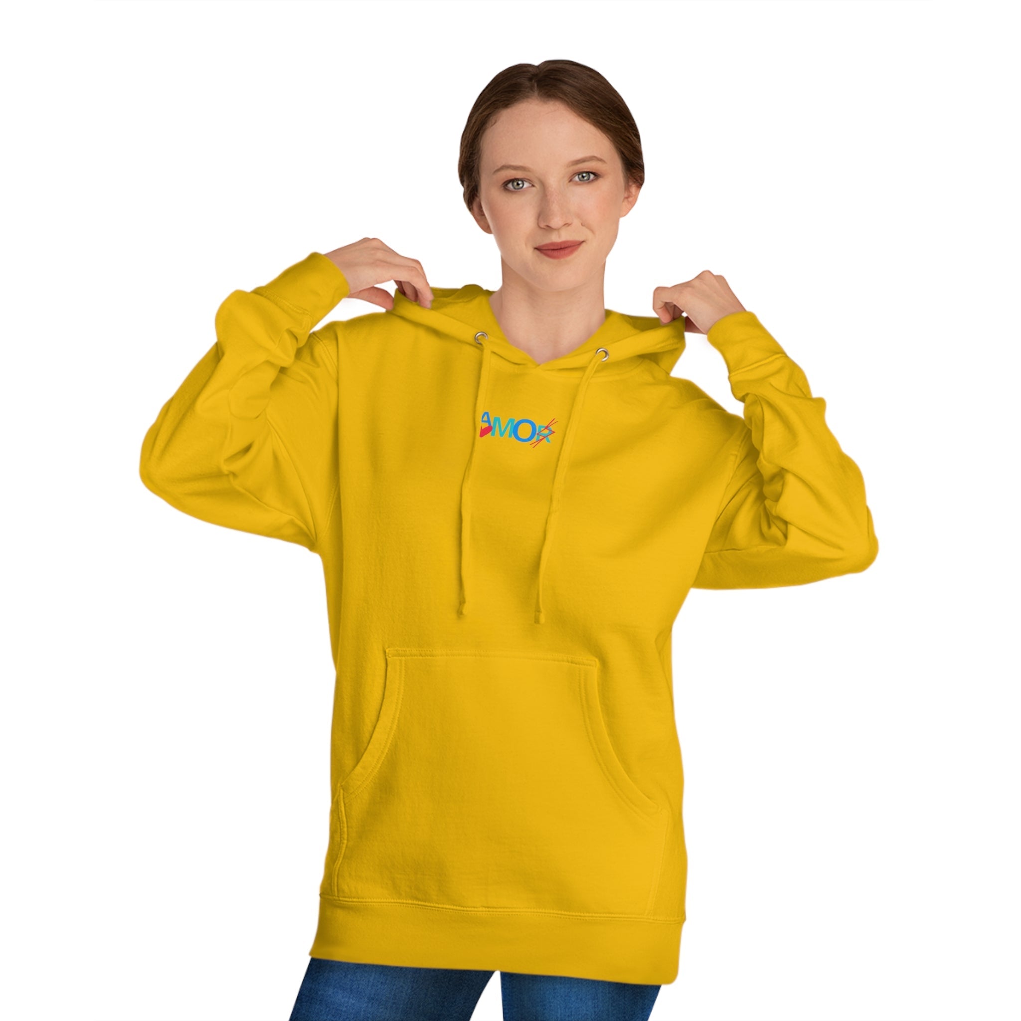 AMORX Unisex Hooded Sweatshirt - Cool and Edgy Love Typography Design Printify