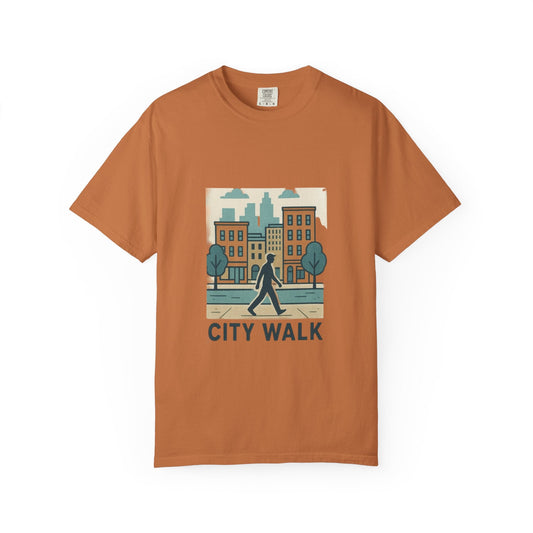 City Walk Unisex Garment-Dyed T-shirt, Urban Streetwear, Casual Fashion, Gift for City Lovers, Travel Enthusiast Apparel Printify