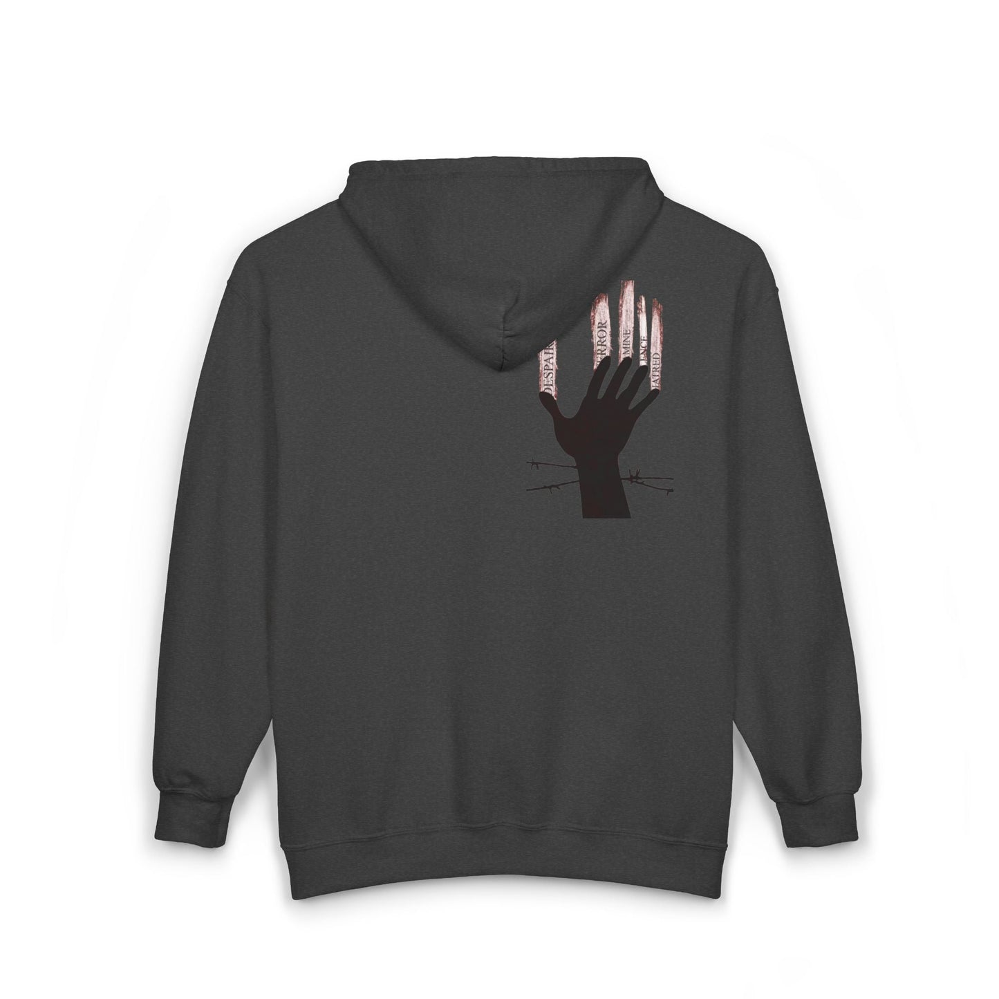 Gothic Hand Design Zip Hoodie | Unisex Casual Sweatshirt for Grunge Lovers, Cozy Pullover, Streetwear Fashion, Unique Gift Idea Printify