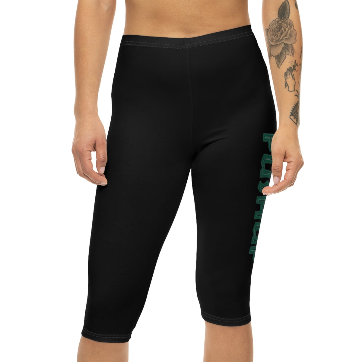Women’s Capri Leggings with 'PUSHUP' Design - Active Lifestyles & Fitness Enthusiasts Printify