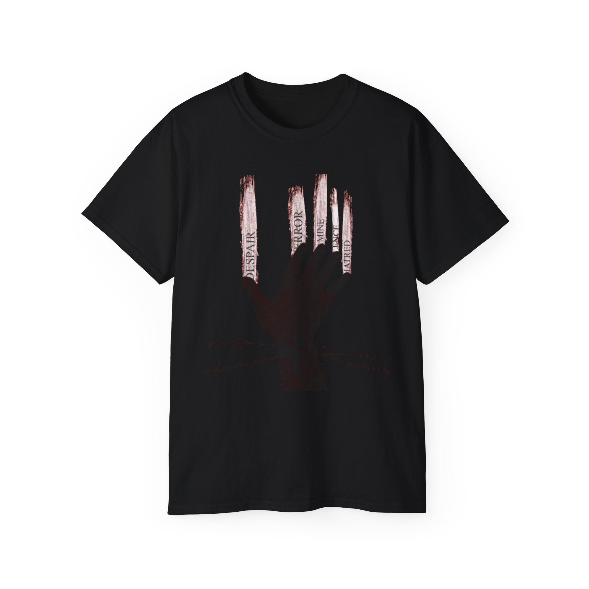 Bold Graphic Tee, Hand and Barbed Wire Design, Unisex Casual Shirt, Unique Art Apparel, Gift for Art Lovers Printify
