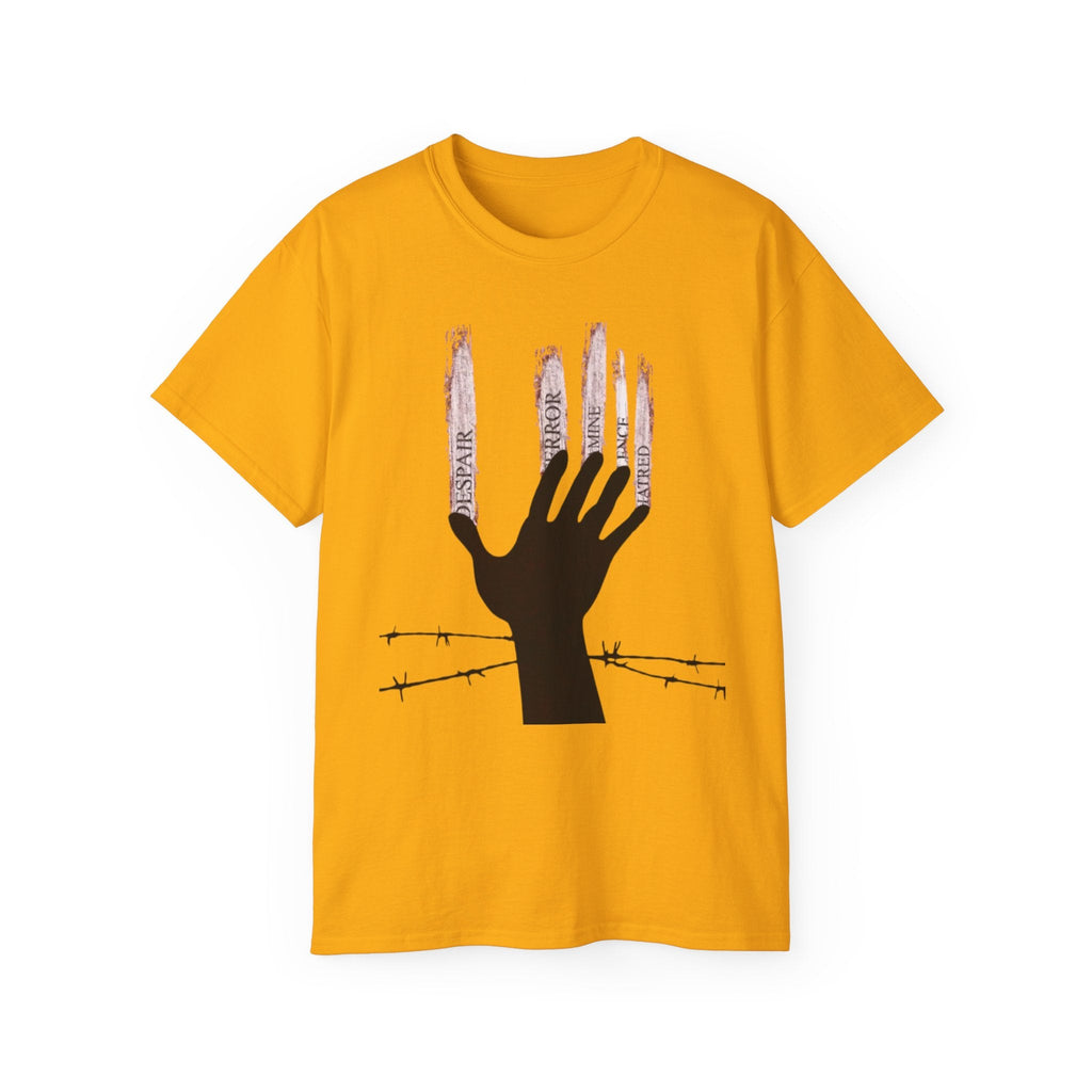 Bold Graphic Tee, Hand and Barbed Wire Design, Unisex Casual Shirt, Unique Art Apparel, Gift for Art Lovers Printify