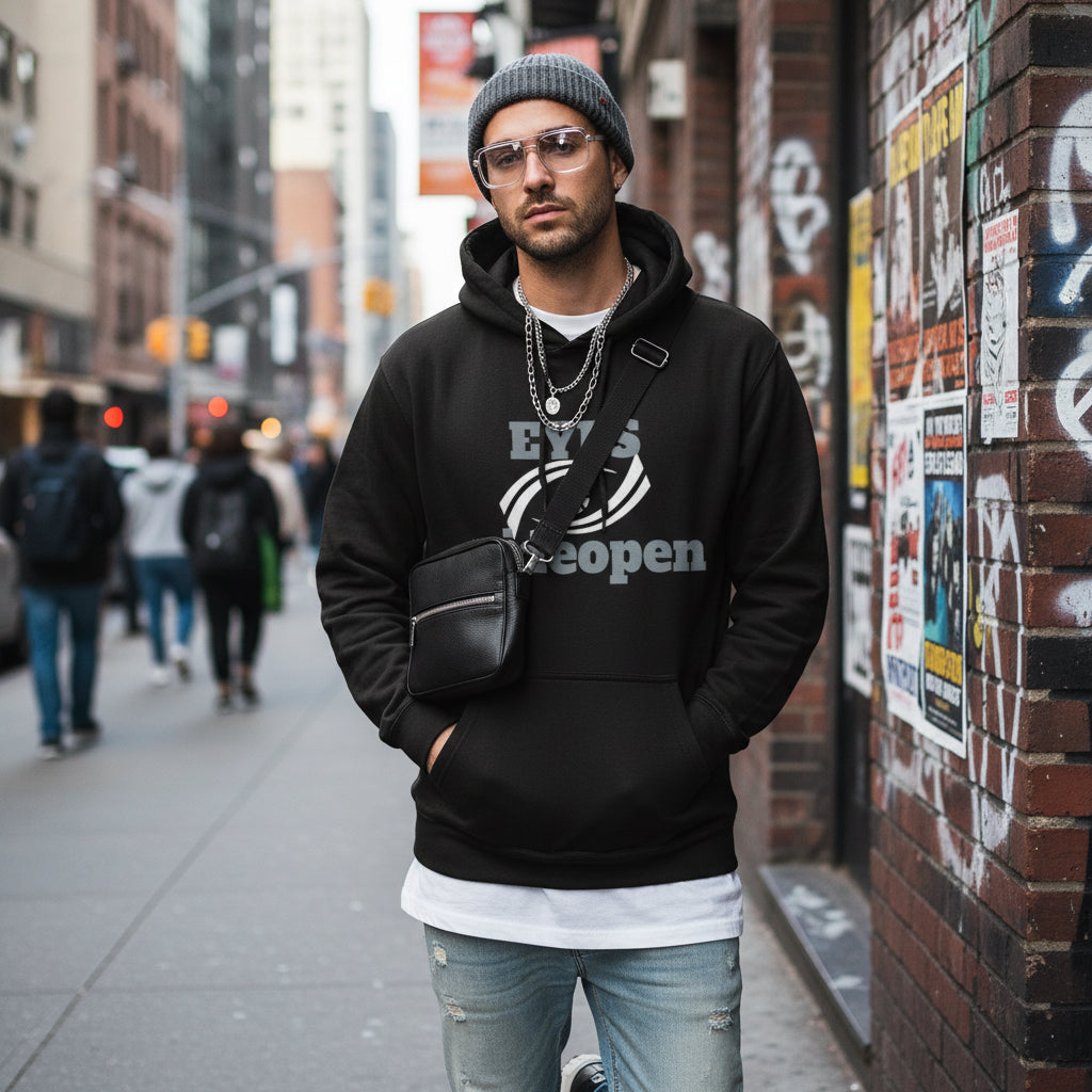 Eyes Wide Open Fleece Hoodie - Cozy Sweatshirt for Casual Wear, Gifts for Him/Her, Winter Wardrobe Essential, Unisex Hoodie, Relaxed Fit Printify