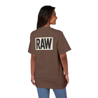 Stylish Unisex Graphic T-Shirt with 'RAW' Print, Casual Streetwear, Everyday Wear, Gift for Friends, Fashionable Basics Printify