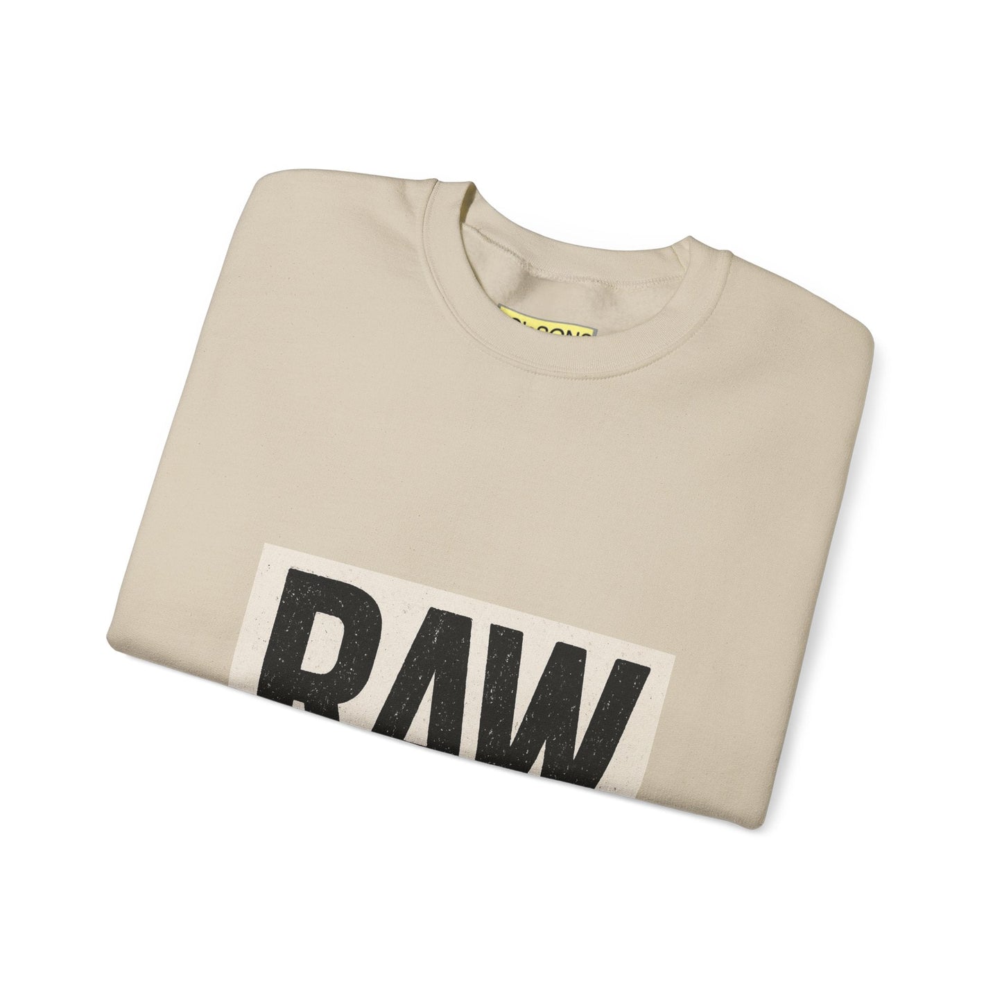 Stylish RAW Graphic Crewneck Sweatshirt, Unisex Casual Wear, Cozy Winter Layer, Trendy Streetwear, Perfect Gift for Him/Her Printify