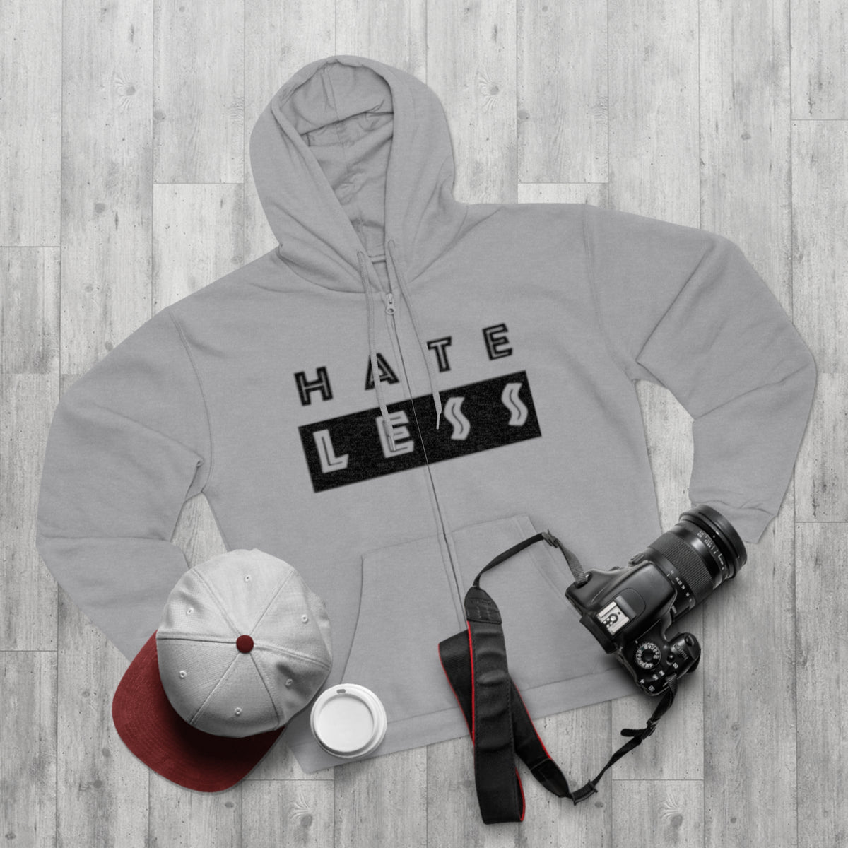 Unisex Hate Less Zip Hoodie - Comfortable & Stylish Sweatshirt for Positive Vibes