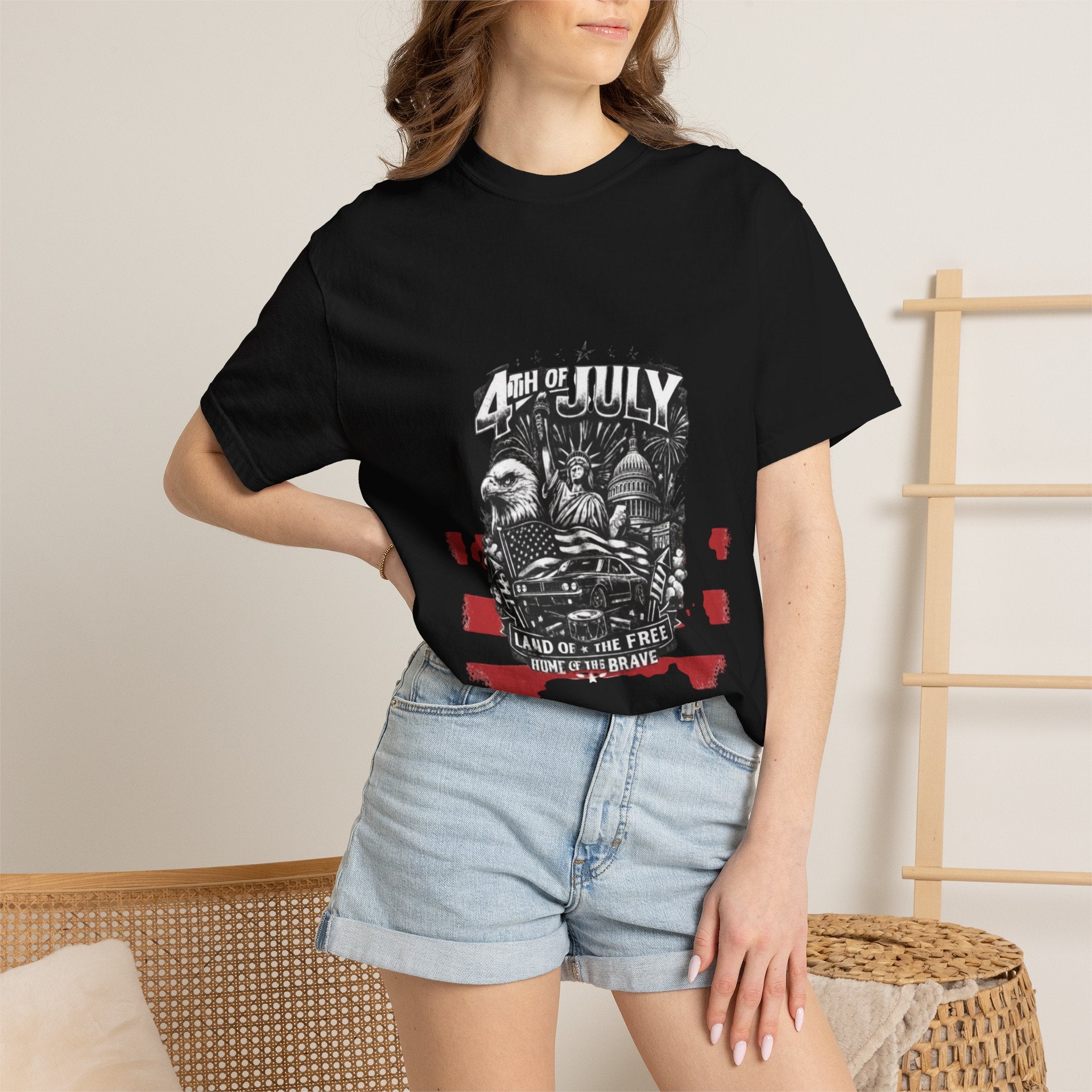 4th of July Eagle T-Shirt — 'Land of the Free' Patriotic Graphic Tee