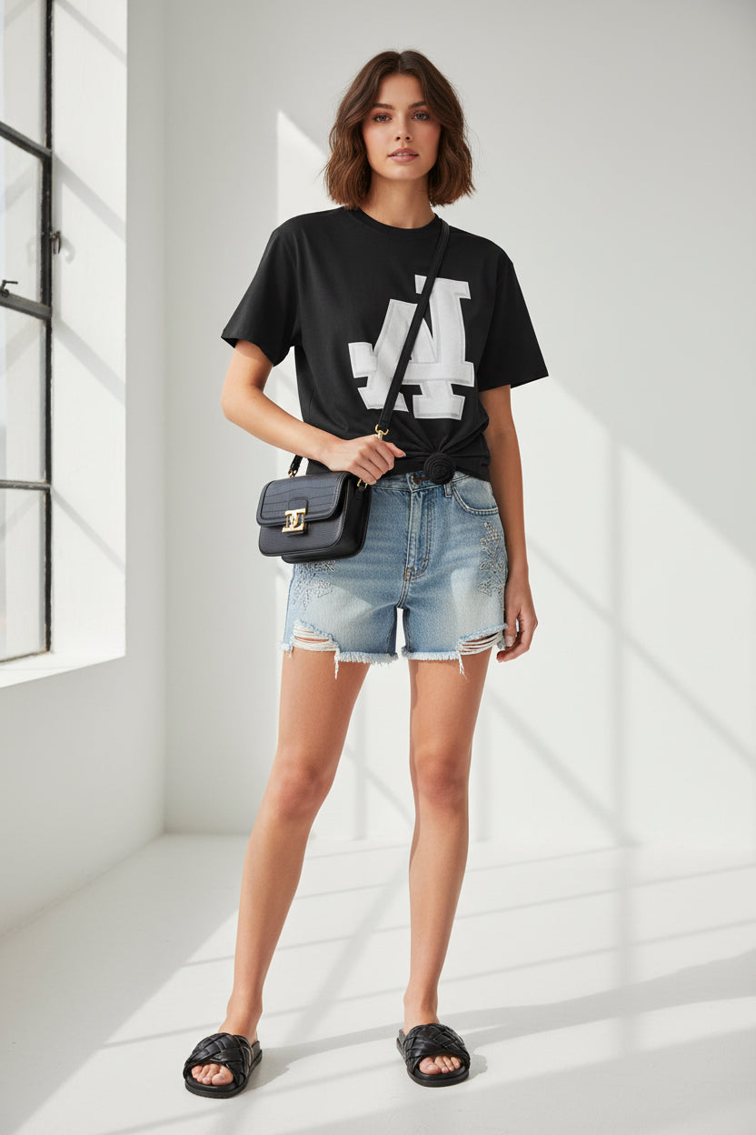 LA Letterman T-Shirt — Vintage Los Angeles Monogram Tee