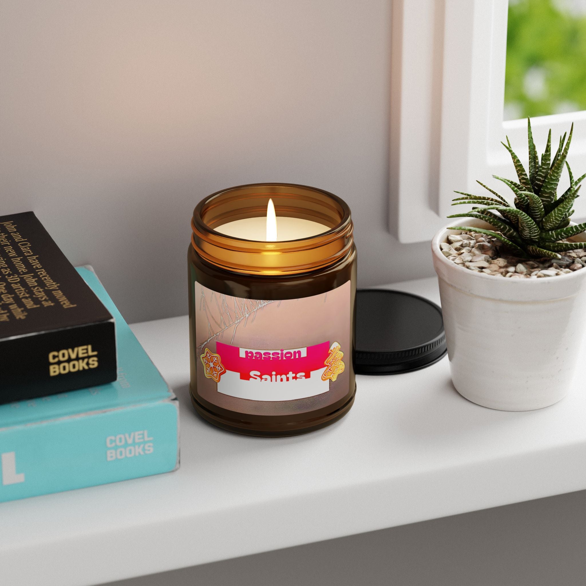 Passion Saints Scented Soy Candle (Multi-Size, Amber Jar)