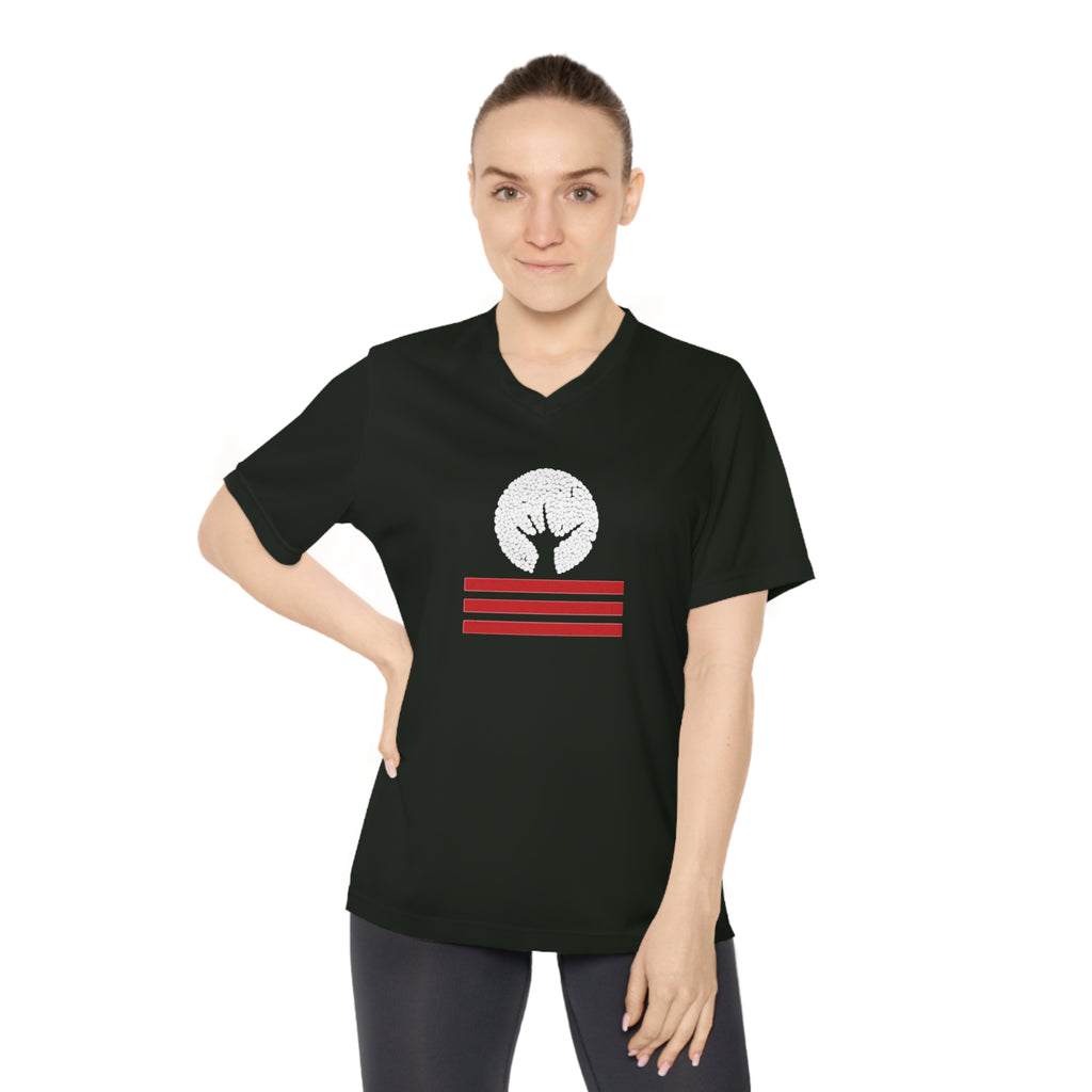 Women's Performance V-Neck T-Shirt with Unique Graphic Design, Sports Tee, Workout Top, Casual Athletic Wear, Gift for Active Lifestyle