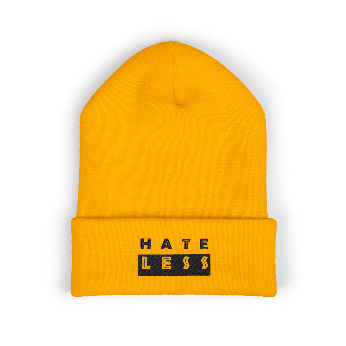 Hate Less Classic Cuffed Beanie - Stylish Winter Hat for Positive Vibes Printify