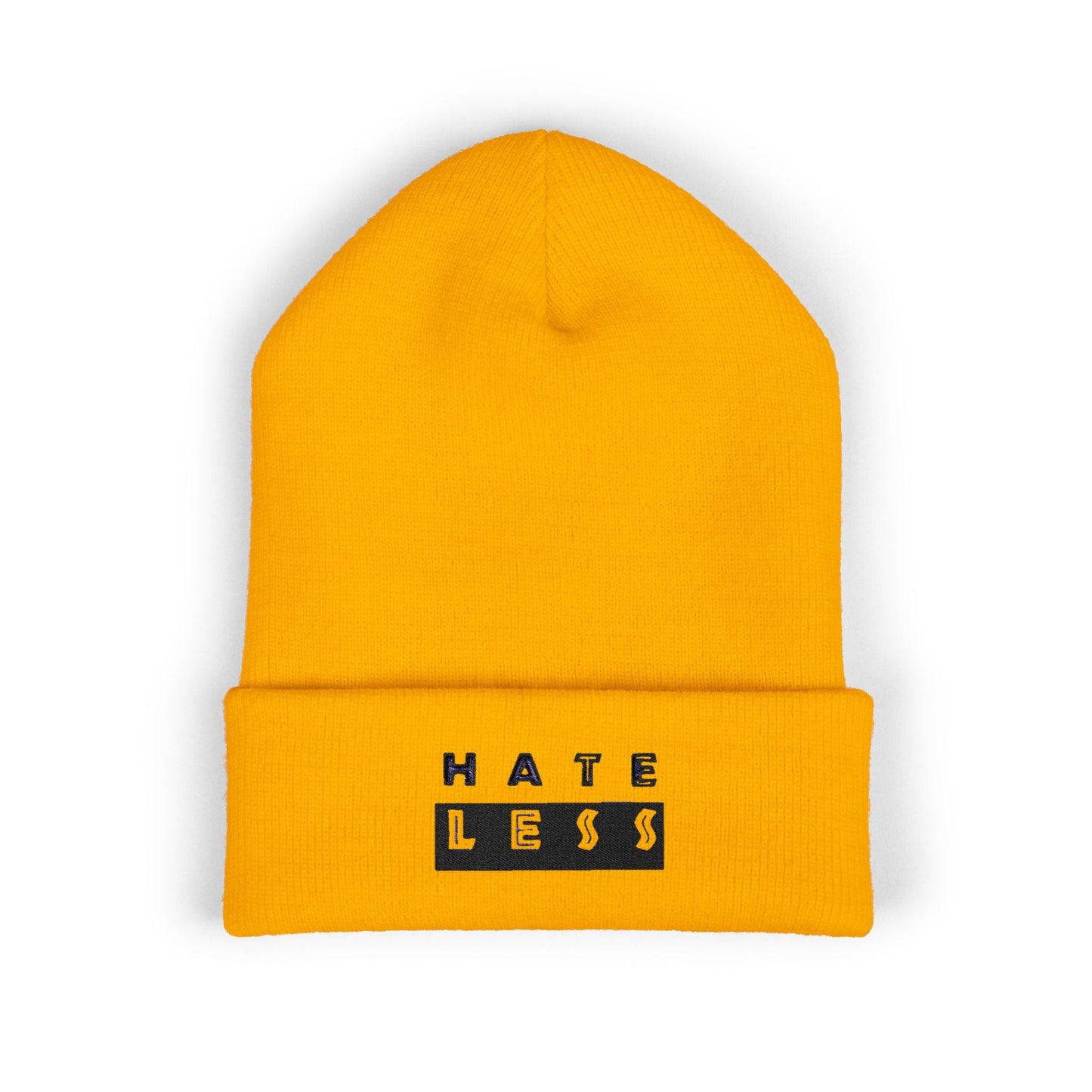 Hate Less Classic Cuffed Beanie - Stylish Winter Hat for Positive Vibes Printify