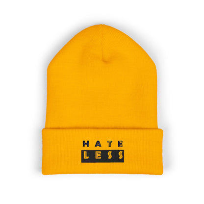 Hate Less Classic Cuffed Beanie - Stylish Winter Hat for Positive Vibes Printify