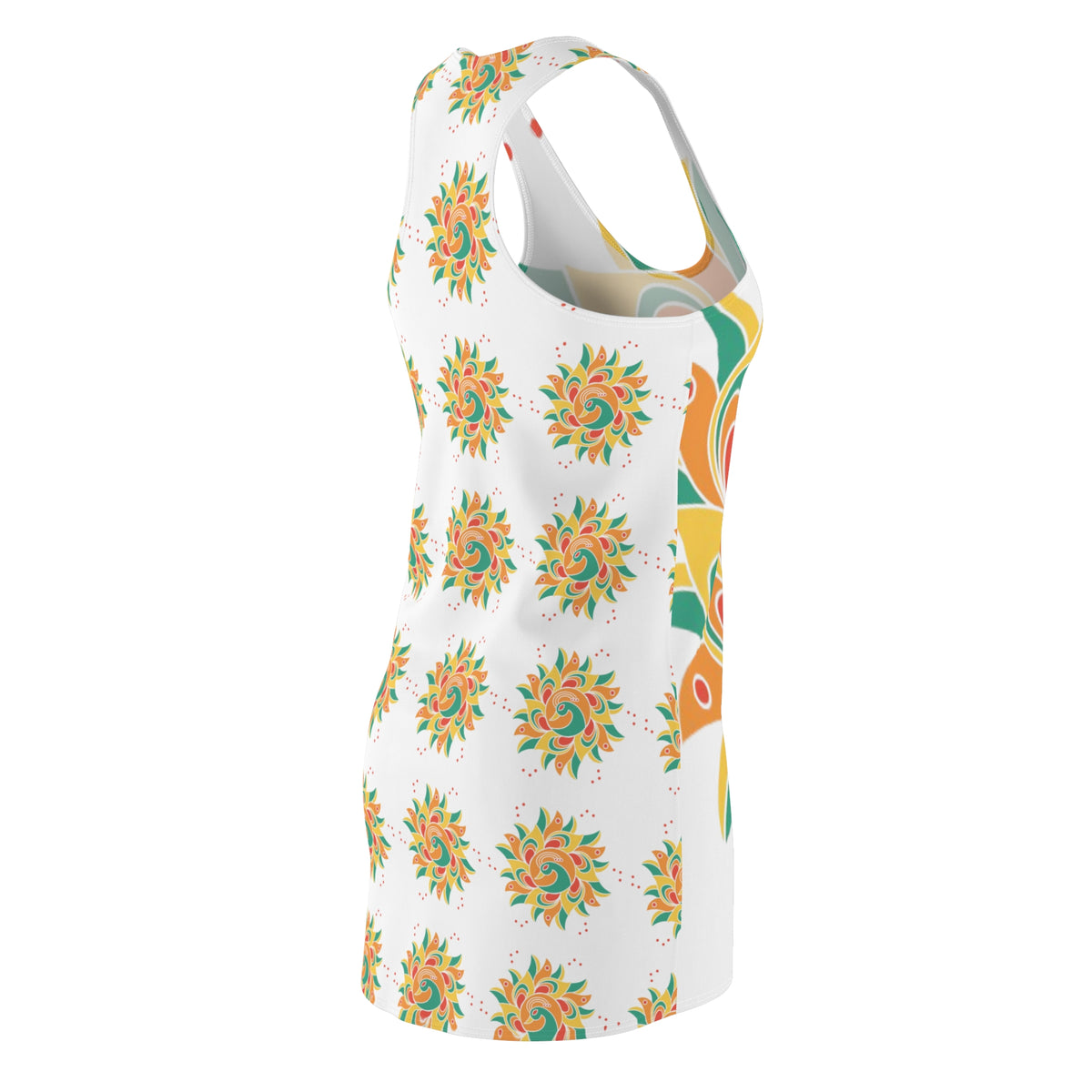 Vibrant Floral Racerback Dress, Summer Dress, Boho Style Dress, Beachwear, Festival Outfit, Casual Day Dress