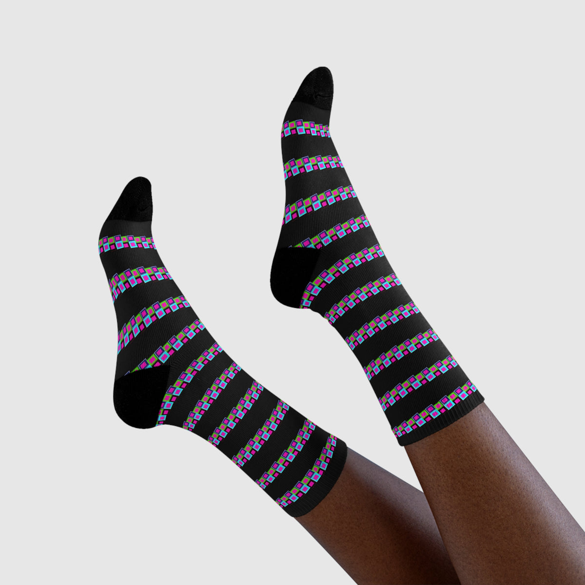 Trendy Sublimation Crew Socks, Funky Fashion Socks, Unique Gift for Her, Cozy Sock Wear, Custom Patterned Socks