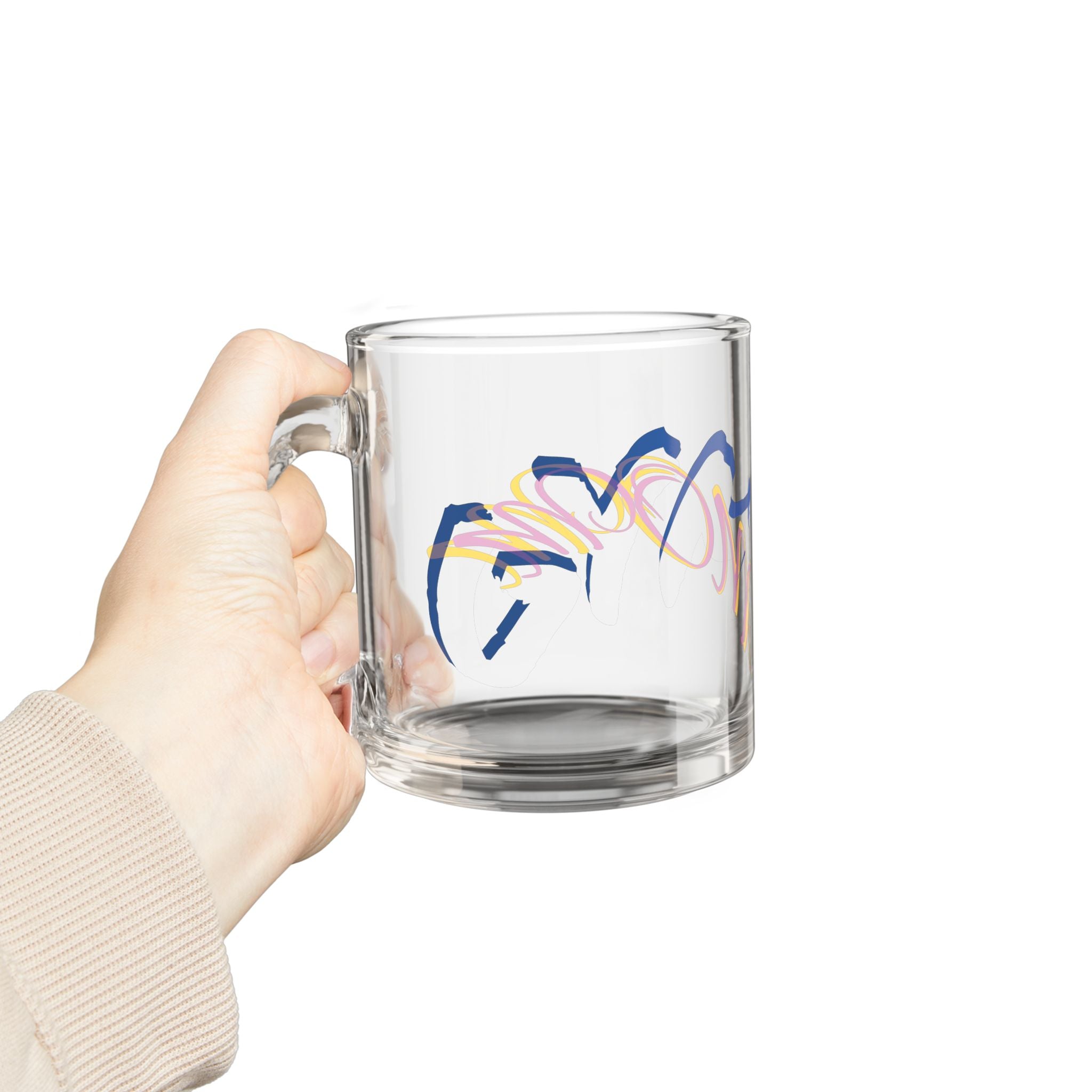 Artistic 10oz Glass Mug - Colorful Abstract Design for Everyday Use