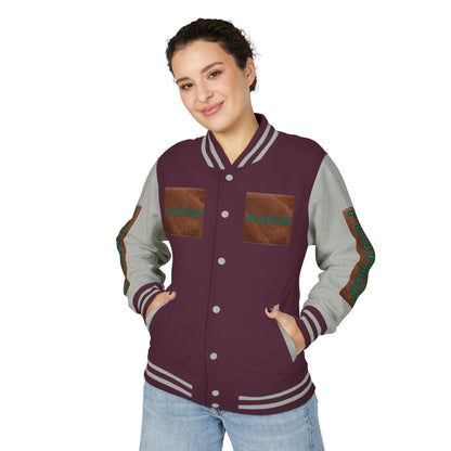 Unisex Heavyweight Letterman Jacket - Bold PUSHUP Design for Sporty Style Printify