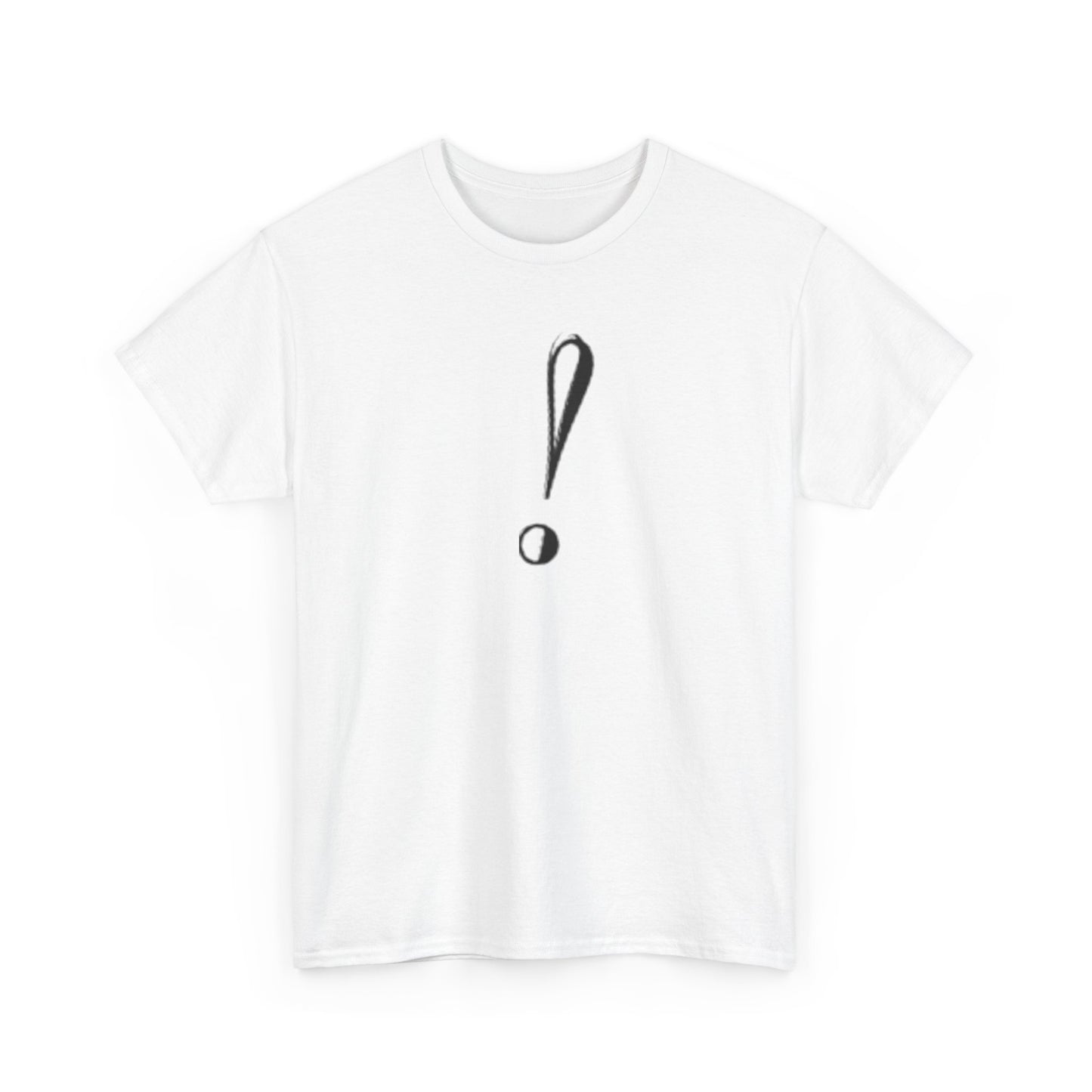 Unisex Heavy Cotton Tee with Bold Exclamation Mark Design - Casual Statement Shirt