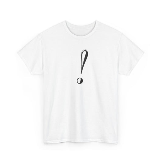 Unisex Heavy Cotton Tee with Bold Exclamation Mark Design - Casual Statement Shirt