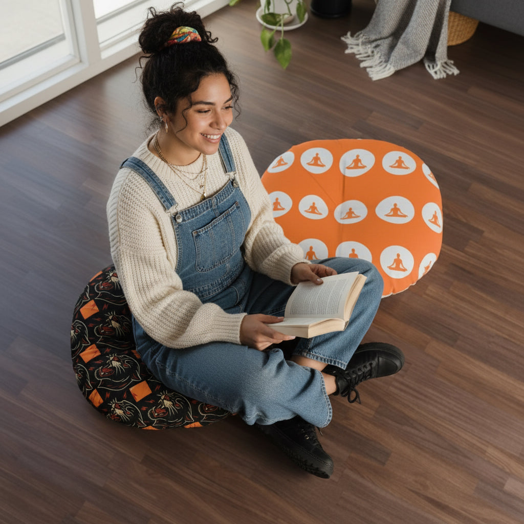 Meditation Floor Pillow, Round Pillow for Zen Comfort, Yoga Mat Accessory, Cozy Home Decor, Dog Bed Alternative Printify