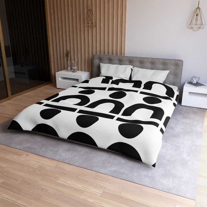 Modern Geometric Microfiber Duvet Cover, Minimalist Bedding, Home Decor, Contemporary Bedroom Accent, Gift for New Homeowners, Black [...] Printify