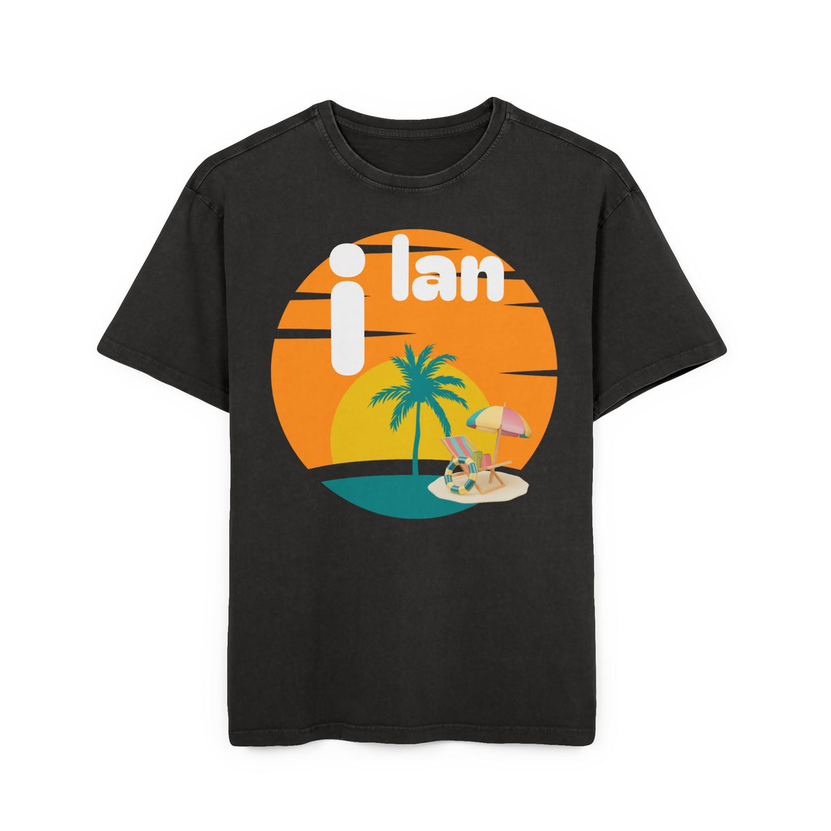 Oversize Tee Acid Washed Men's Graphic T-Shirt 'i lan'