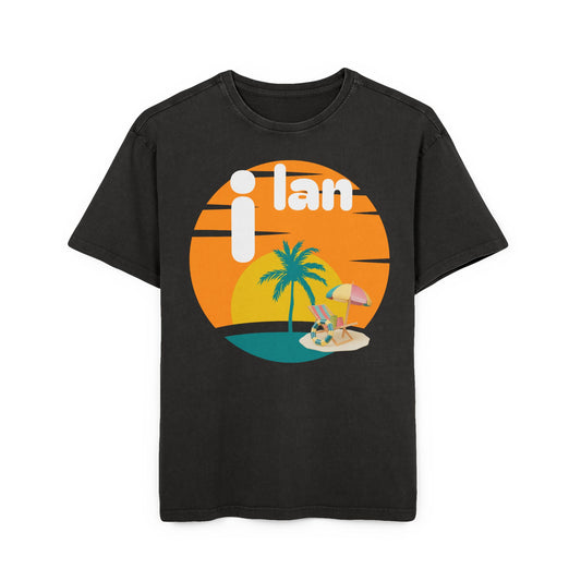 Oversize Tee Acid Washed Men's Graphic T-Shirt 'i lan'