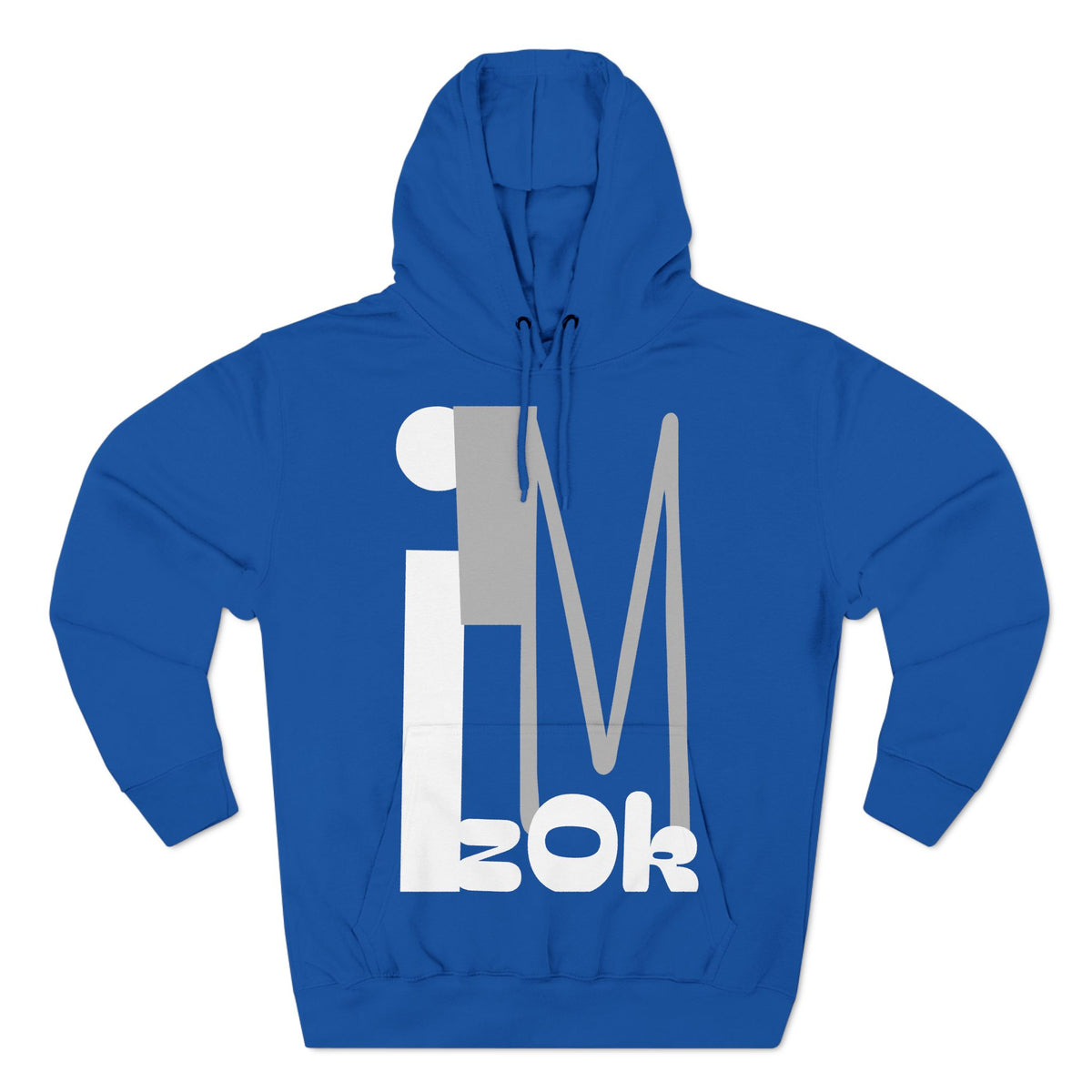 Hoodie with 'I'M zOk' Design - Three-Panel Fleece