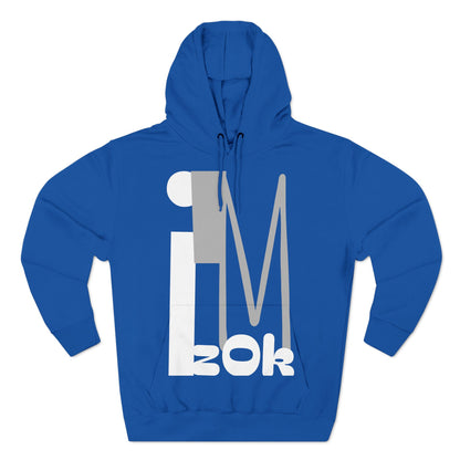 Hoodie with 'I'M zOk' Design - Three-Panel Fleece