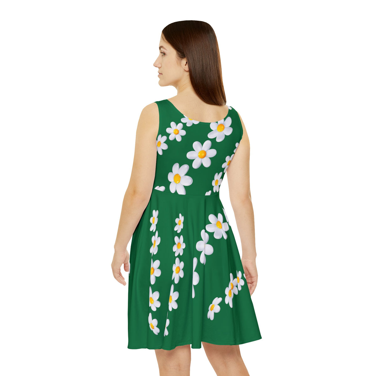 Women's Skater Glitter Green Dress (AOP)