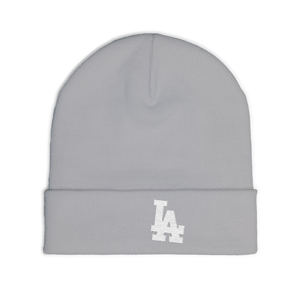 Embroidered LA Logo Knit Beanie — Cozy Streetwear Winter Hat