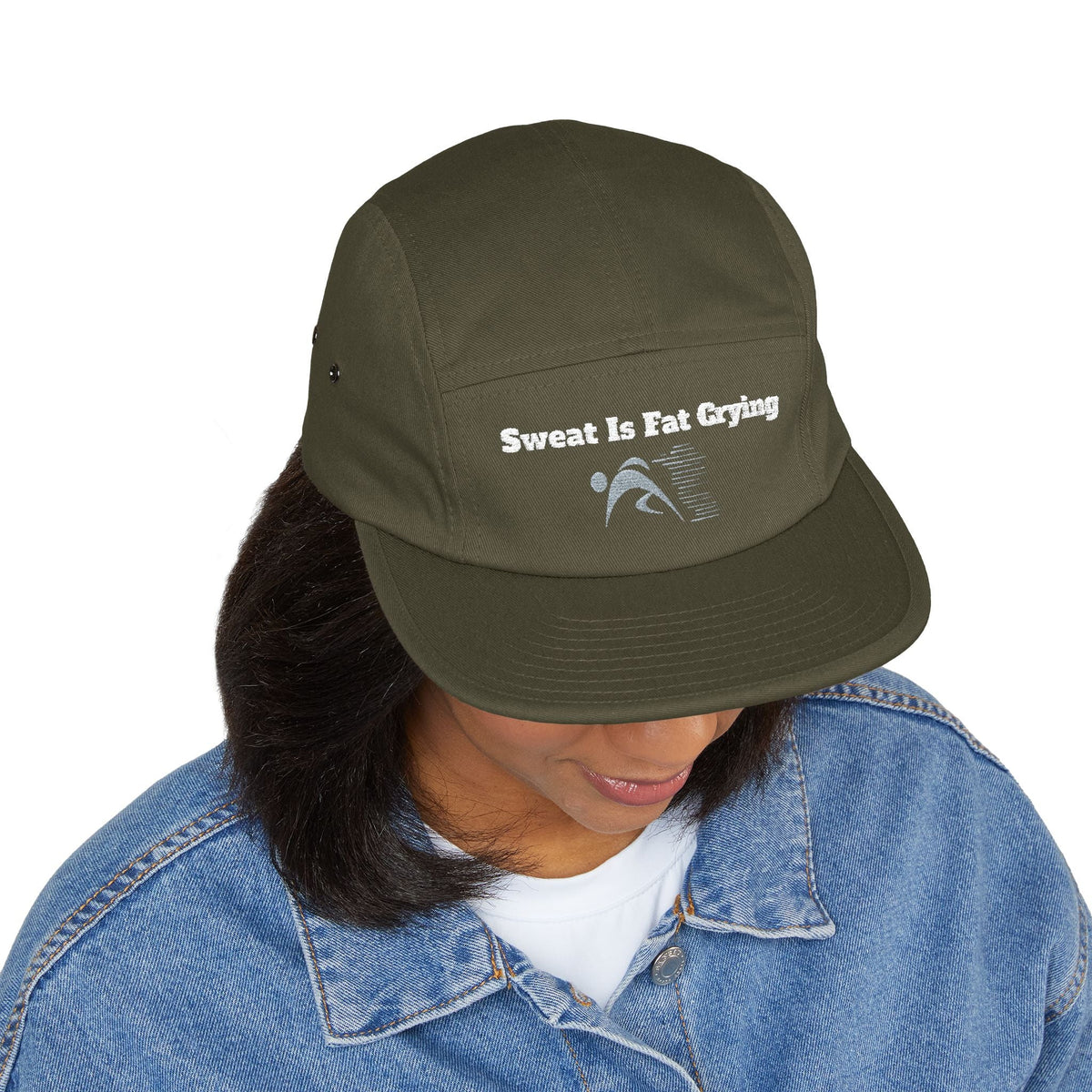Motivational 5 Panel Cap | Sweat Is Fat Crying | Gym Wear, Sports Cap, Fitness Gift, Outdoor Hat, Workout Accessory Printify