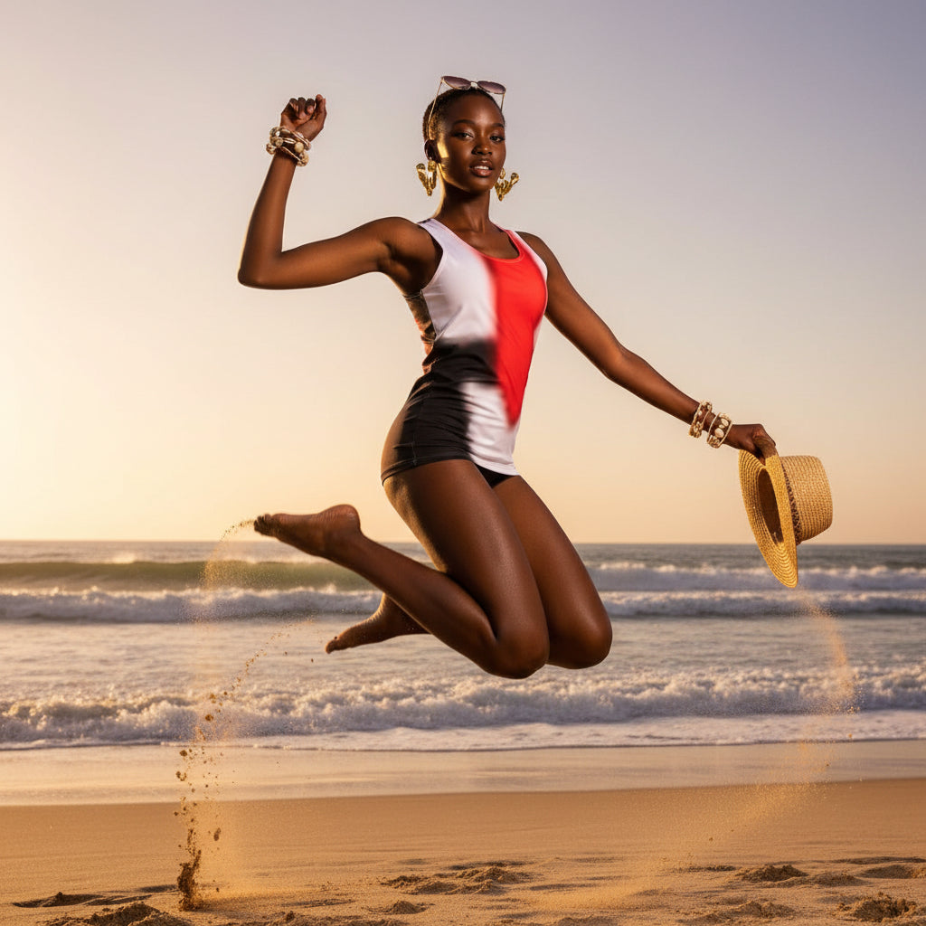 Abstract Art Tank Top - Bold Red & Black Summer Vibes