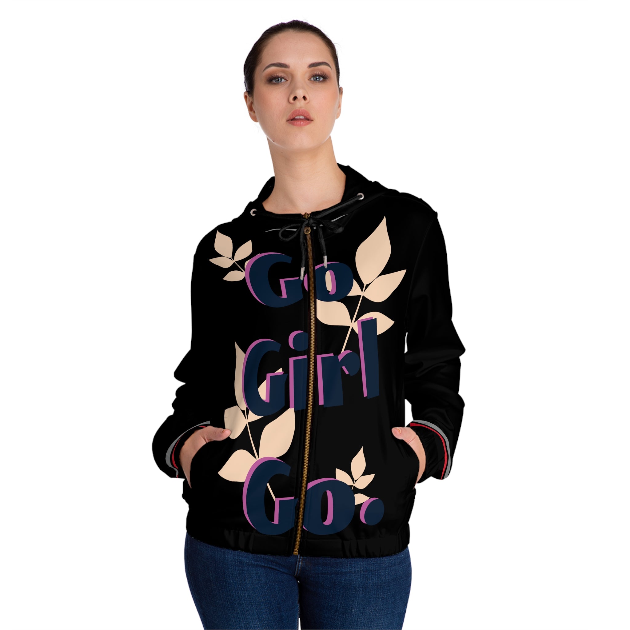 Full-Zip Hoodie - 'Go Girl Go' Design