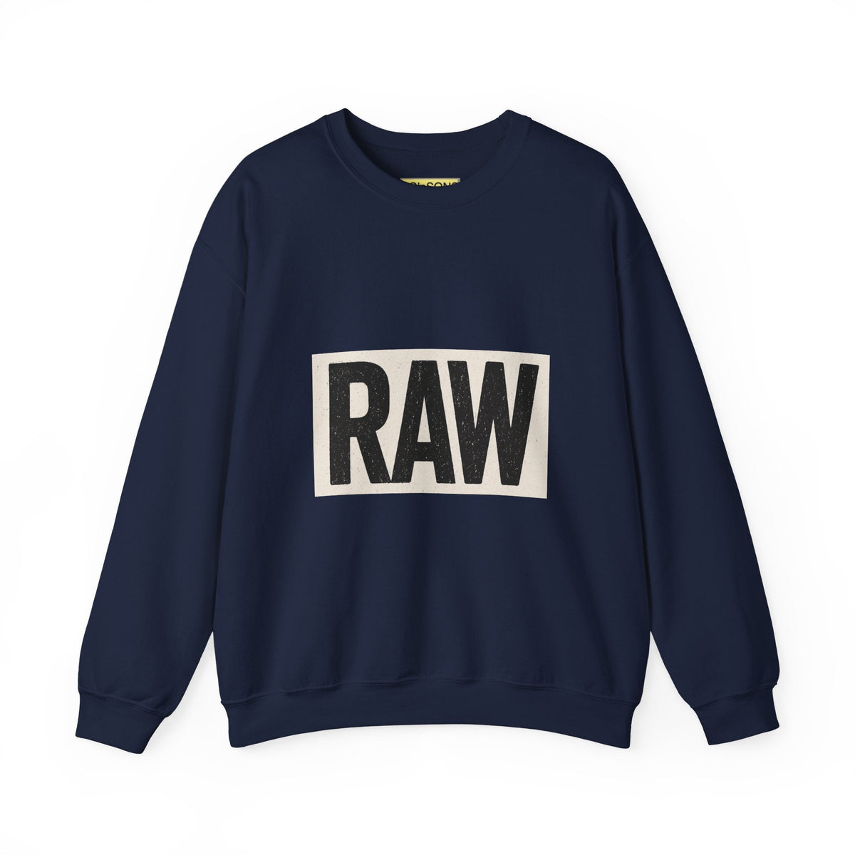 Stylish RAW Graphic Crewneck Sweatshirt, Unisex Casual Wear, Cozy Winter Layer, Trendy Streetwear, Perfect Gift for Him/Her Printify