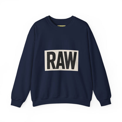 Stylish RAW Graphic Crewneck Sweatshirt, Unisex Casual Wear, Cozy Winter Layer, Trendy Streetwear, Perfect Gift for Him/Her Printify