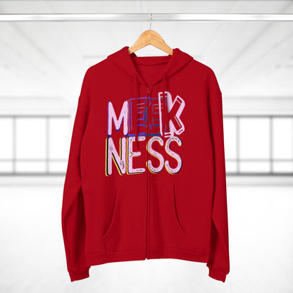 Meekness Unisex Hooded Zip Sweatshirt - Stylish Graphic Zip Hoodie for Everyday Comfort