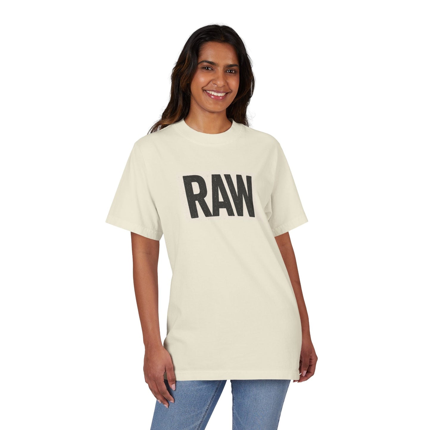 Stylish Unisex Graphic T-Shirt with 'RAW' Print, Casual Streetwear, Everyday Wear, Gift for Friends, Fashionable Basics Printify