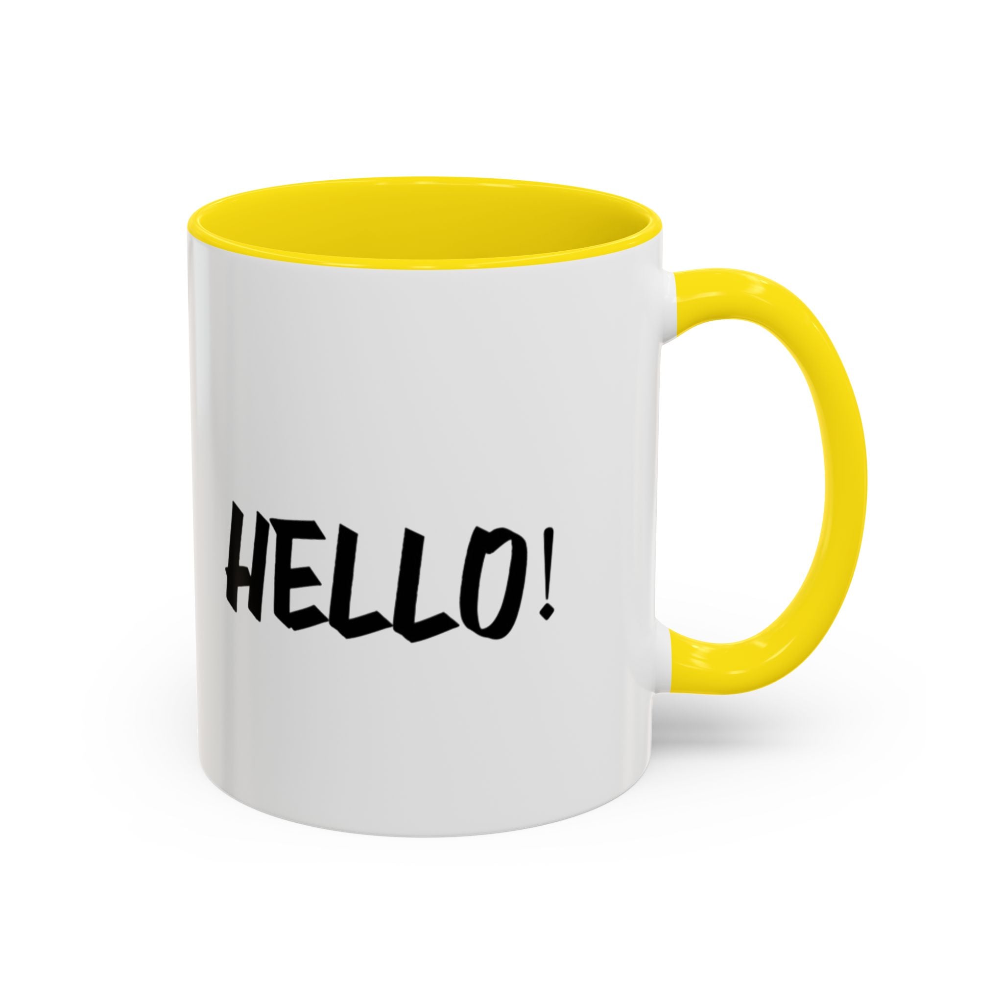 Hello! Accent Coffee Mug - Stylish 11oz & 15oz Black Handle Cup for Coffee Lovers