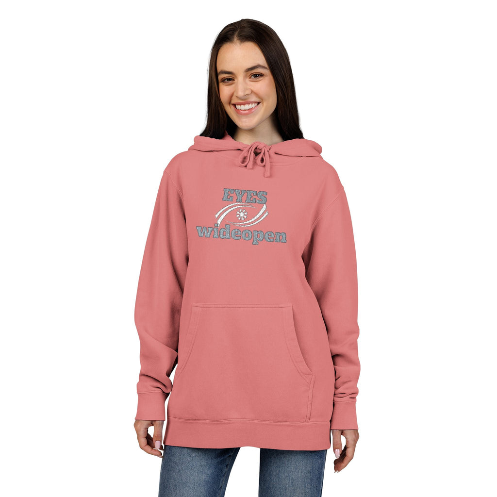 Embroidered Pigment-Dyed Hoodie - Eyes Wide Open Design Printify