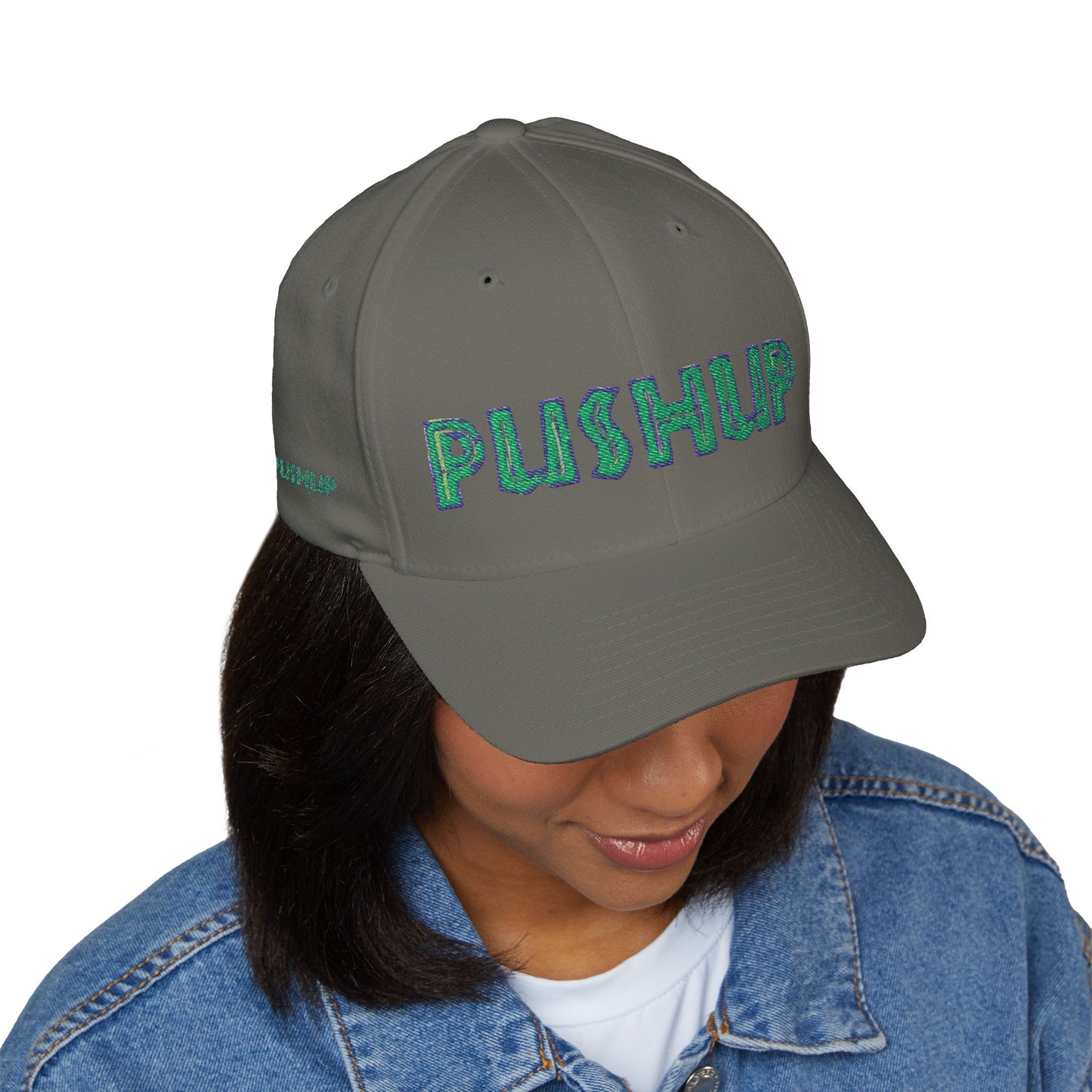 Motivational Embroidered Cap - 'PUSHUP' Structured Hat