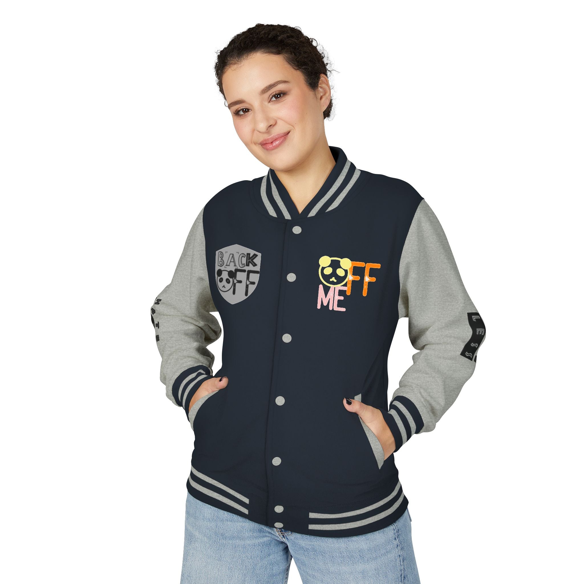 Unisex Heavyweight Letterman Jacket - Fun Panda Graphic Design