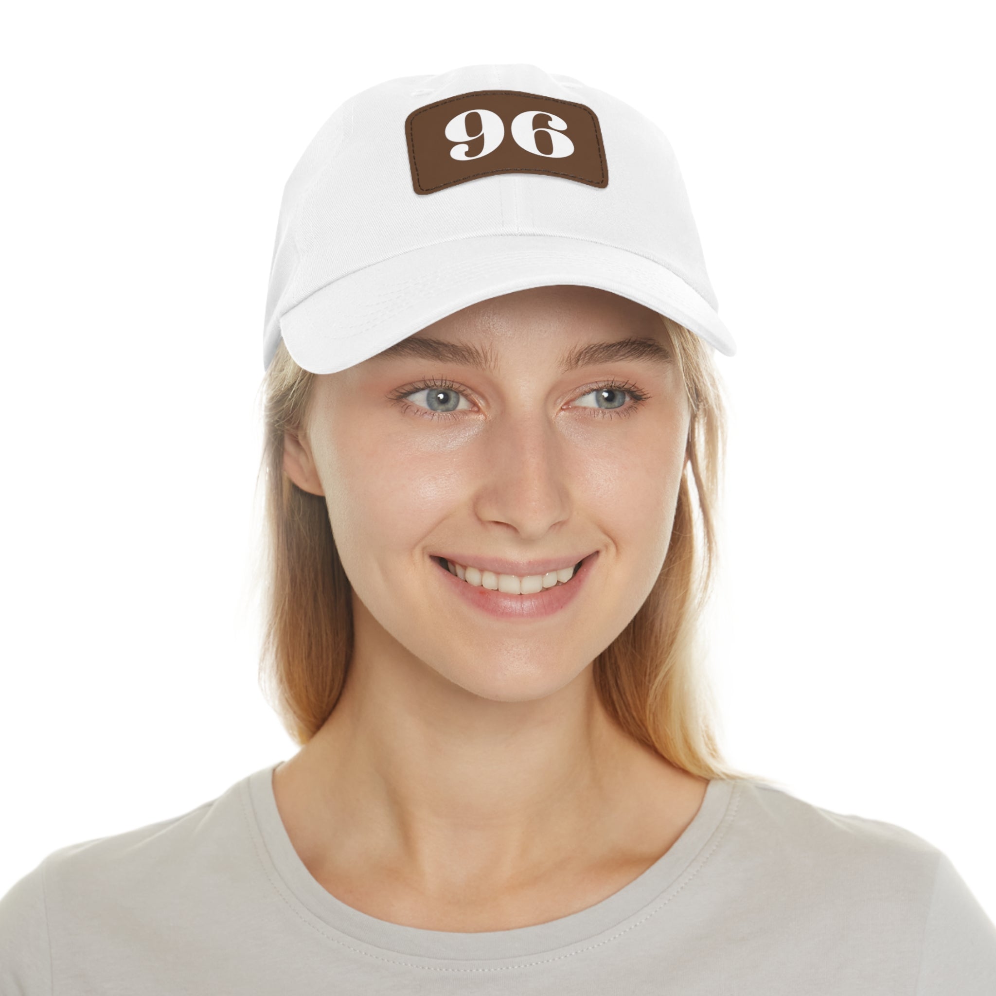 Dad Hat 96 Baseball Leather Patch Rectangle Design